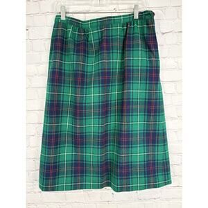 Rare VTG PENDLETON Authentic MacNeil Tartan Plaid Flannel Skirt 90s Green Blue